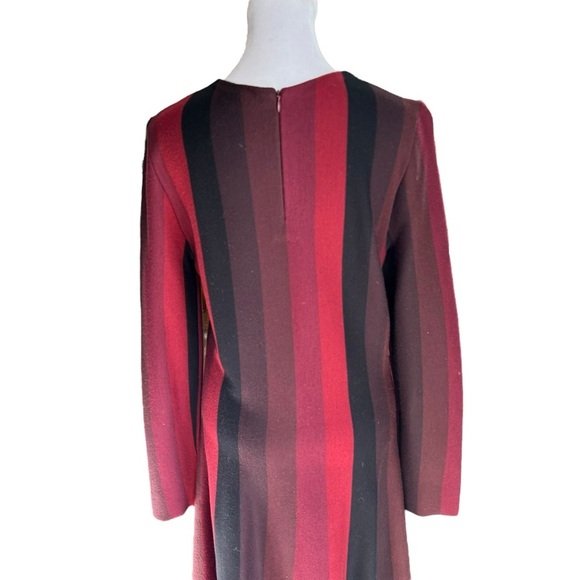 Akris Punto - Elegant Red and Black Striped Wool Dress Sz M - Picture 5 of 10